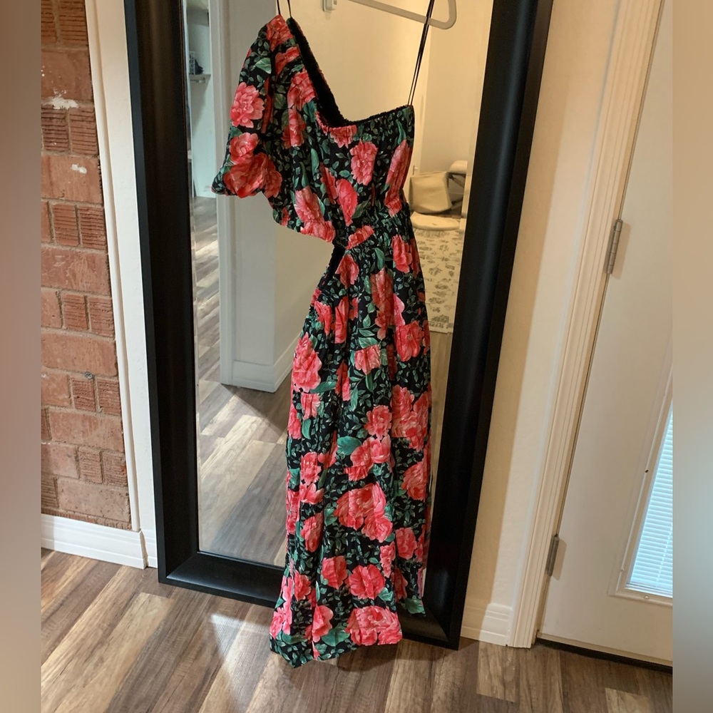 Moon River Maxi Floral one Shoulder Dress